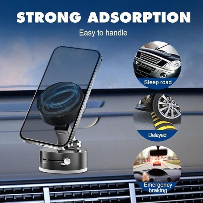 Magnetic vacuum suction phone holder
