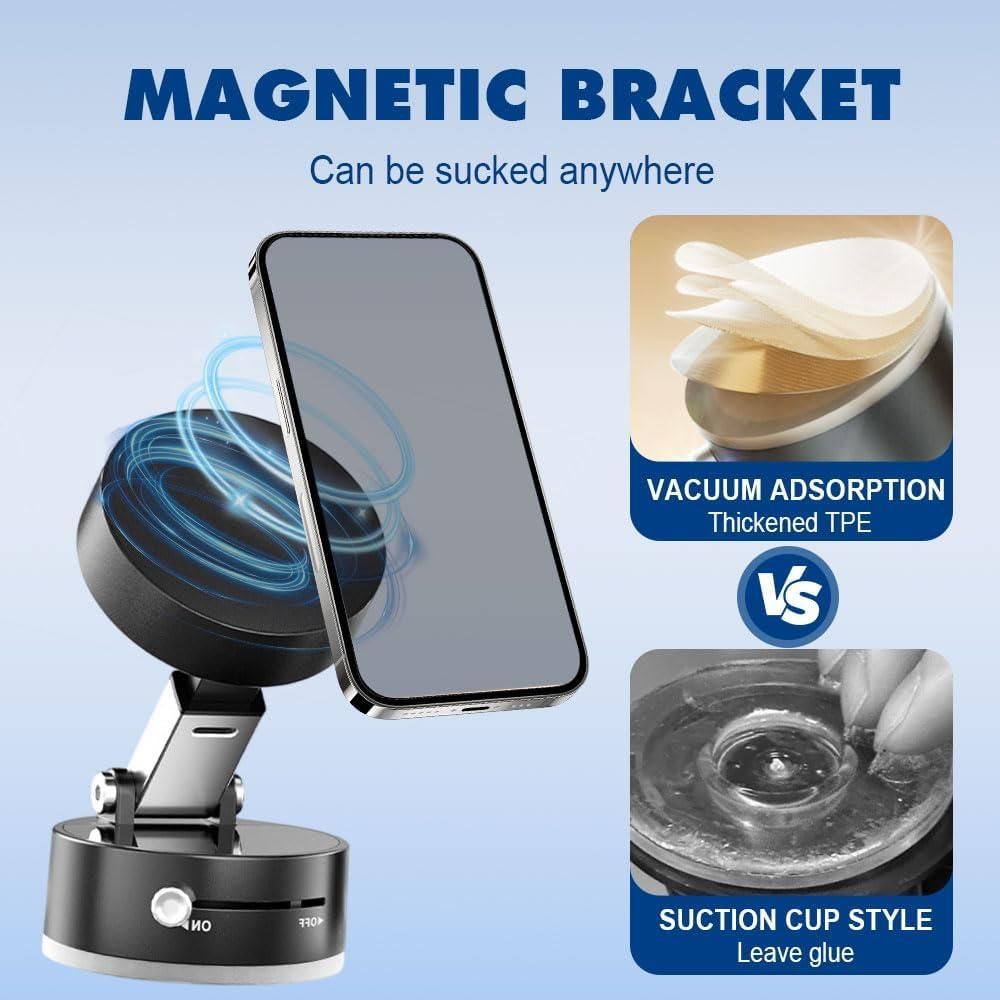 Magnetic vacuum suction phone holder