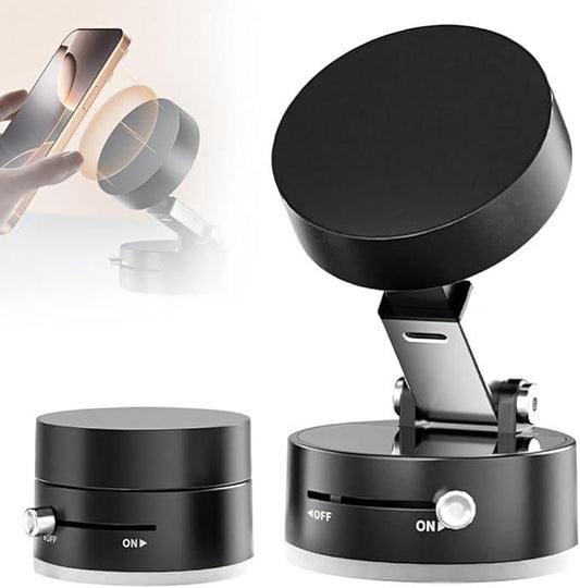 Magnetic vacuum suction phone holder